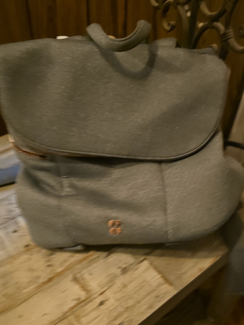 Sweaty Betty Gray Backpack with Rose Gold Logo